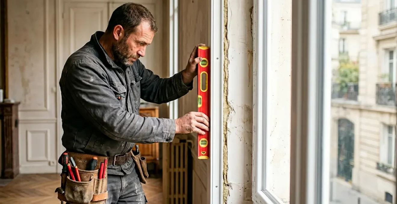 Artisan qualifié RGE installant une fenêtre double vitrage performante dans un logement français en rénovation énergétique