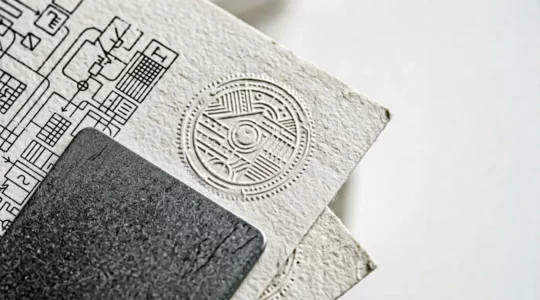 Gros plan sur des documents techniques et certifications de qualité pour équipements extérieurs