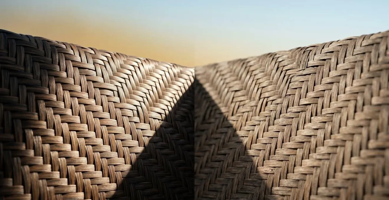 Comparaison visuelle de résine tressée exposée au soleil intense du sud de la France